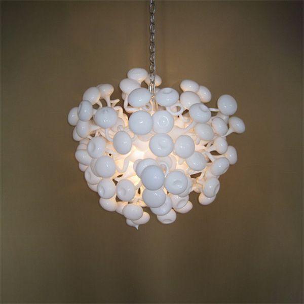 

contemporary white colored pendant lamps chandeliers lights for home decoration led bulbs w80xh80 cm hand blown glass crystal chandelier lig