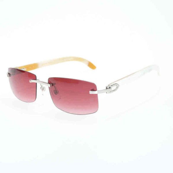 

2022 factory wholesale model vintage rimless men frames women eyewear for fishing driving luxury buffalo horn red sunglasses, White;black
