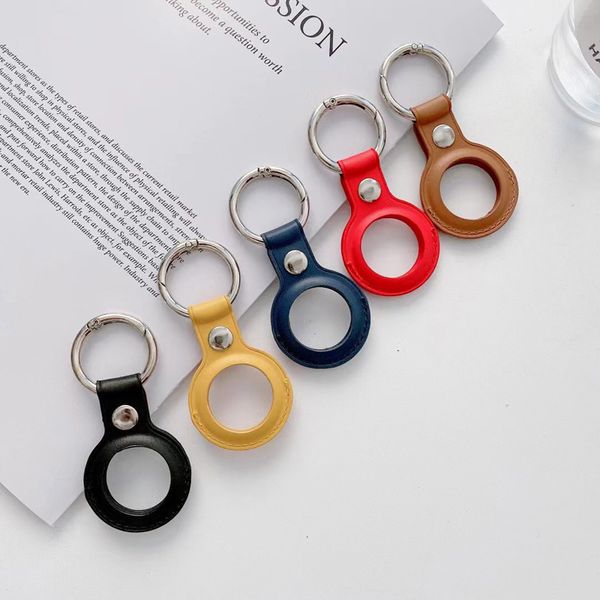

airtags loop pu leather case case keychain protective cover shell with key ring for apple air tag airtag smart bluetooth wireless tracker an