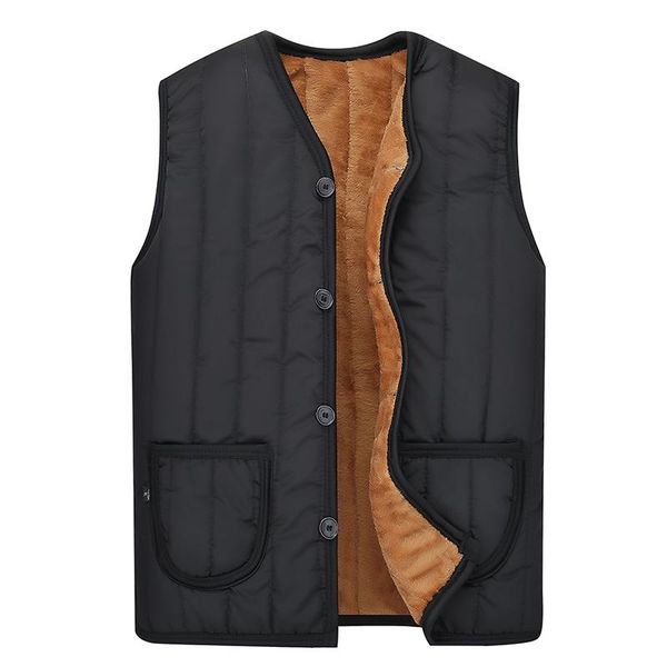 

men's vests men jacket single-breasted vest warm casual fleece winter male waistcoat autumn sleeveless outdoor coat, Black;white