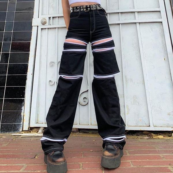 

women's pants & capris monmoira 2021 autumn solid zipper women casual trousers ins y2k detachable straight-leg girls streetwear cwp0179, Black;white