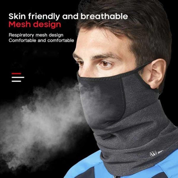 

winter neck warmer cycling scarf outdoor sports hiking windproof dust-proof headwear face bicycle bandana men fashion caps & masks, Black