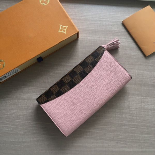 

m60207 fringe long wallet pink women real leather long wallets chain wallet pouches key card holders phone cases purse clutchesw, Red;black