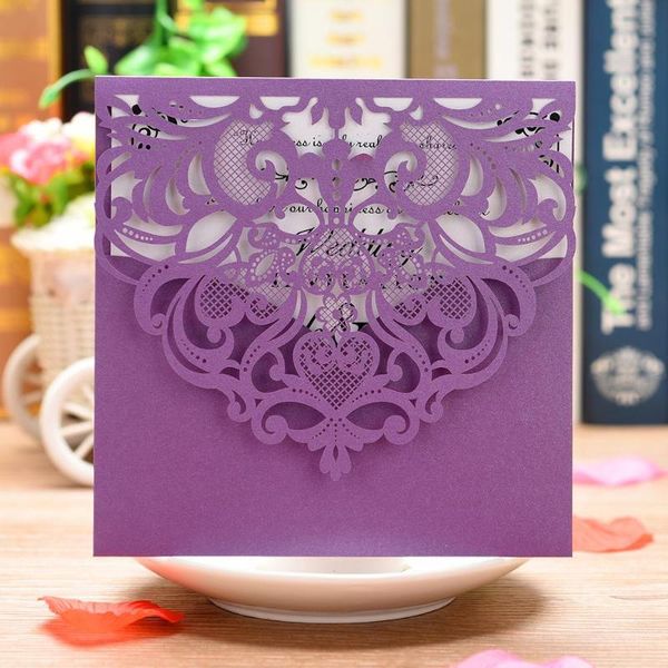 

greeting cards 20pcs laser cut wedding invitation card kits pearl paper party supplies with blank inner sheet