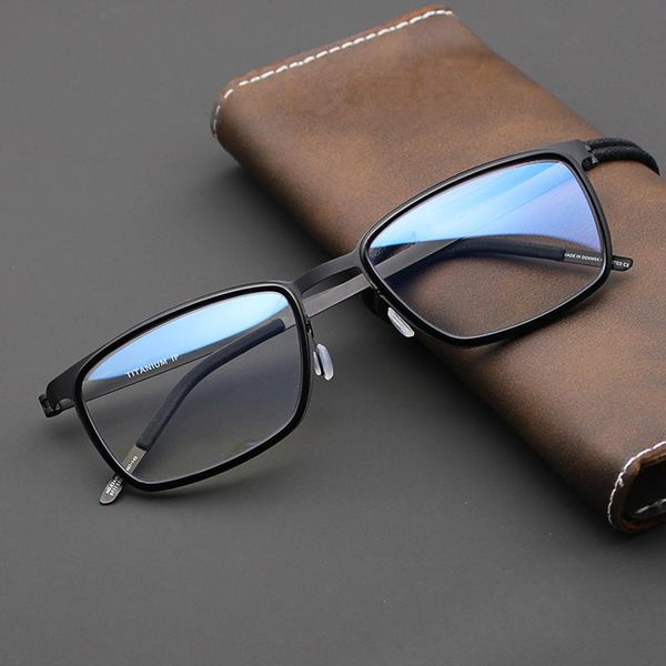 

fashion sunglasses frames titanium acetate eye glasses for men square myopia optical prescription eyeglasses women 2021 screwless eyewear, Black