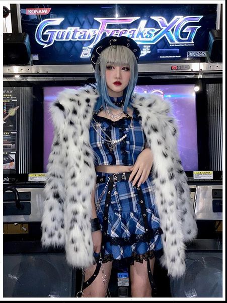 

japanese harajuku style girls women skirt blue plaid high waist pleated sweet mini cake kawaii cosplay girl suit, Black