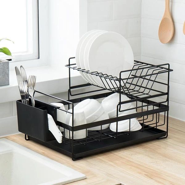 

double-layer dish rack for storage box drain table and chopsticks kitchen cupboard & organization