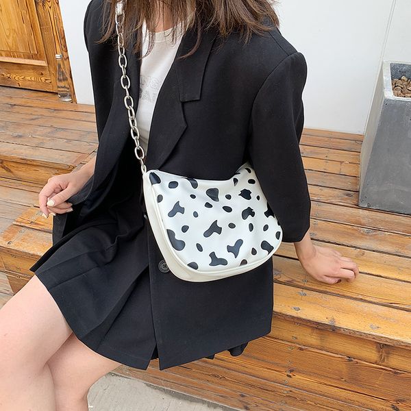 

bag new red color female shoulder fashion underarm and white contrast cow net black version chain 2021 korean anwpu