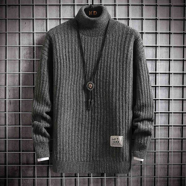 

high neck loose winter bottoming trend thickened casual men's sweater, White;black