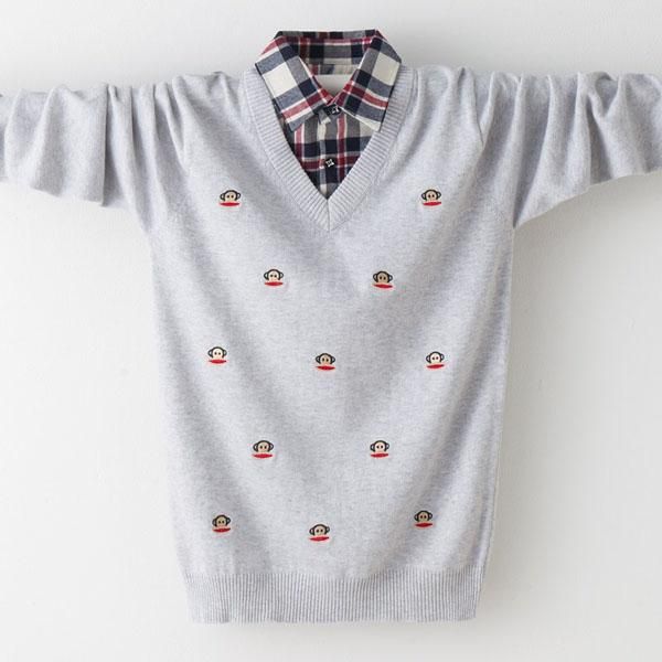 

cardigan children's clothes boy shirt collar sweater 3-16 years old, Blue