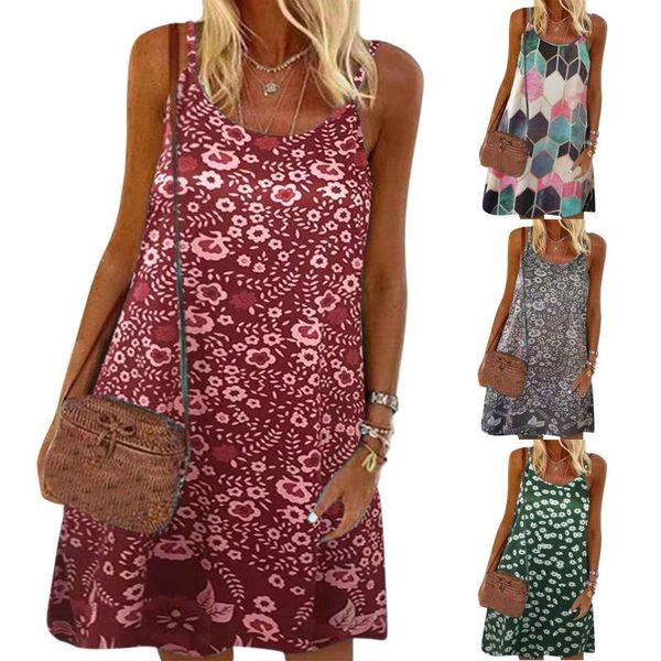 

casual dresses women split summer backless spaghetti strap short printed ladies's sleeveless camisole mini dress, Black;gray