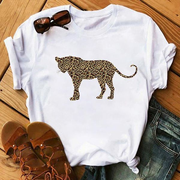 

leopard printed graphic flower fashion womens t shirts cute soft tumblr tee hipster tees, White