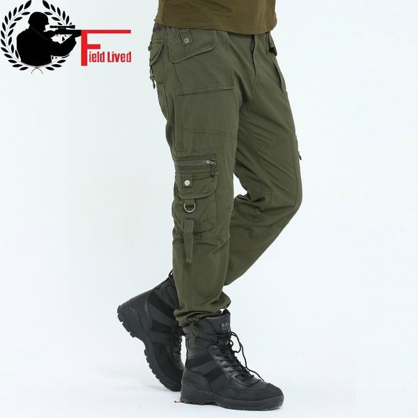 

brand clothing men baggy army cargo pants military style tactical pants combat pockets outdoors multi-pocket work trouser male 210518, Black