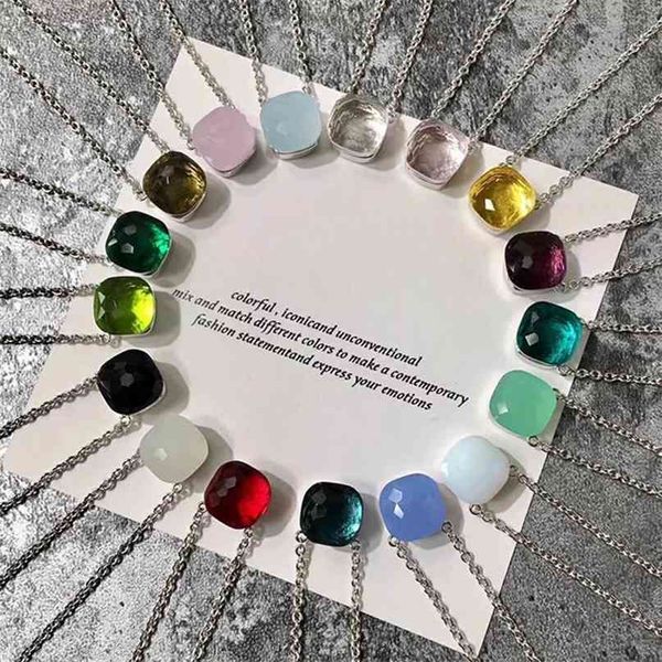 

designer most brand candy color pedant necklace women luxury rose gold 585 silver jewelry mix your own style 210721