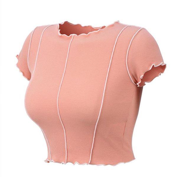 

yoga outfit t-shirt fitness workout for women sport gym crop stretchy quick dry breathable nylon short-sleeved slim running wear