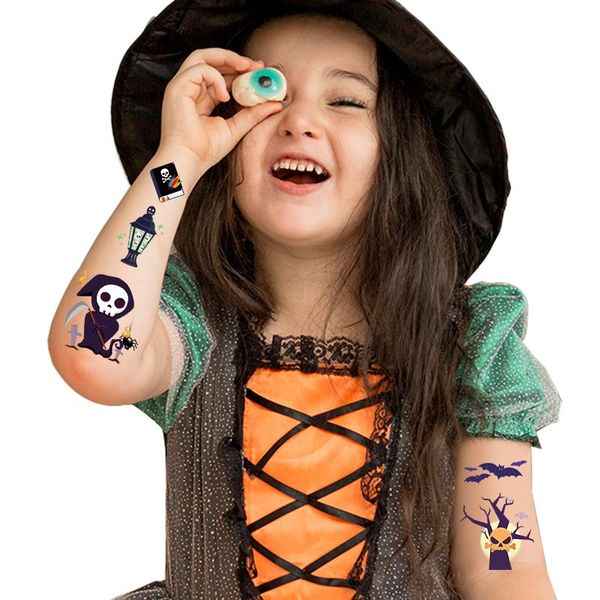 2021 Halloween Tattoo Adesivo Carnaval Party Crianças Desenhos Animados Impermeável Suor Temporário Makeup Etiquetas