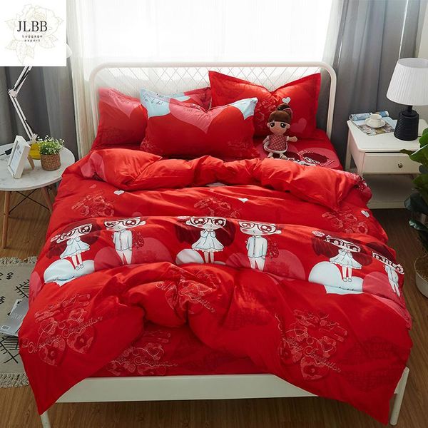 

wedding bedding set traditional chinese style duvet cover red festive lucky bed sheet full twin  king size 4/3pcs sets