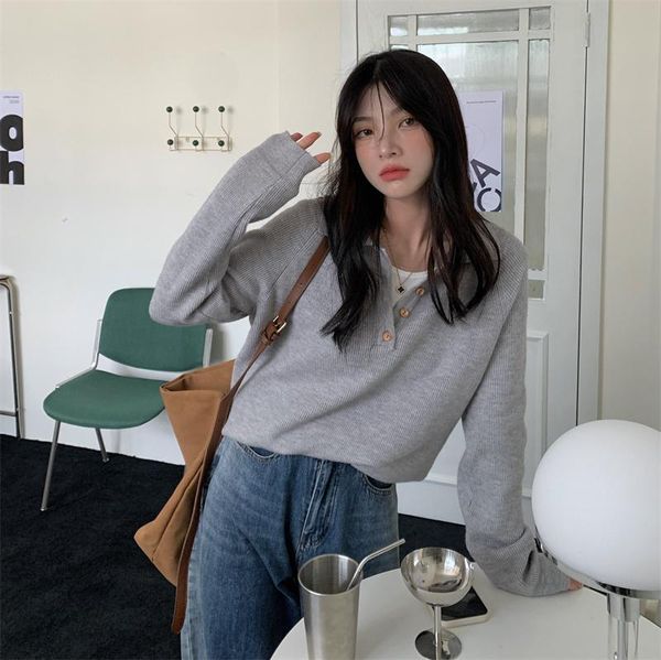 

women's t-shirt real s early autumn loose casual long sleeves gray., White