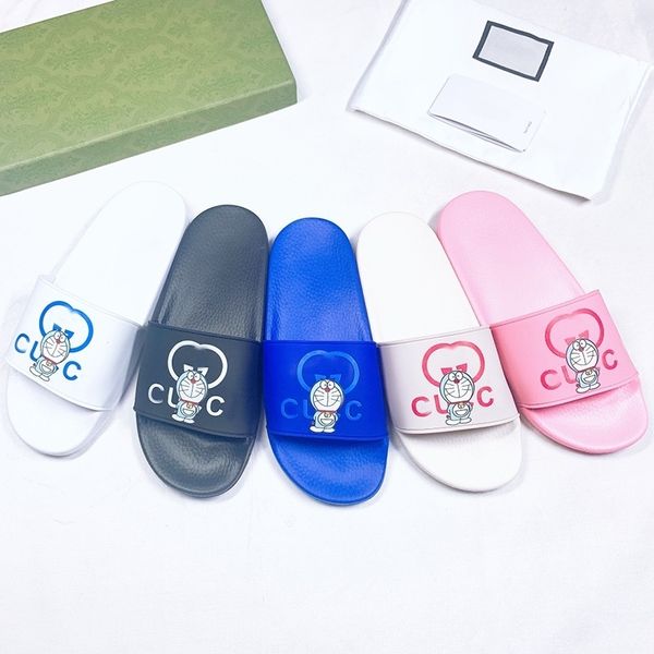 

summer g cat head jingle slippers women wear thick bottomed versatile antiskid men couple beach shoes, Black