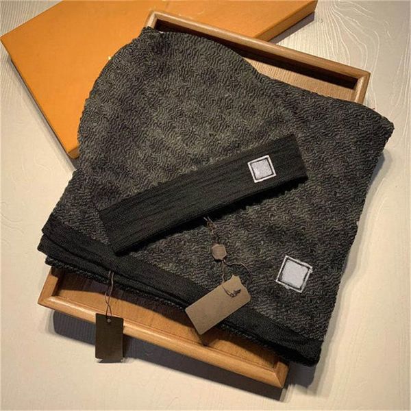 

2021 fashion design letter embroidery scarf hat men and women wool scarf beanie beanie hat scarf, Blue;gray