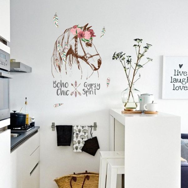 

wallpapers horse wall sticker bohemia chic home decor animals gypsy decal