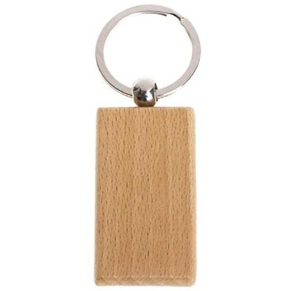 

60pcs blank rectangle wooden key chain diy wood keychains tags can engrave gifts hooks & rails