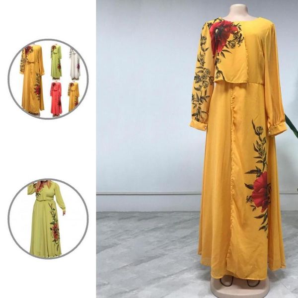 

casual dresses party dress chiffon ankle-length shrinkable cuff fashion o-neck high waist, Black;gray