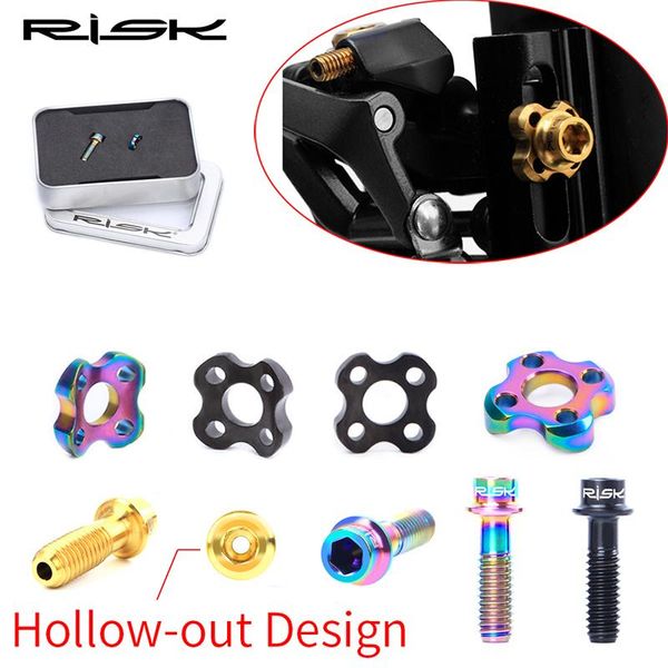 

bike derailleurs risk road front derailleur fixing screw washer kit m5*16 hollow-out design superlight tc4 bolts curved gasket