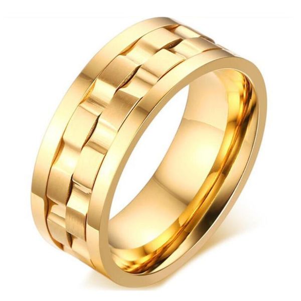 

wedding rings rotatable gold for men titanium stainless steel man, Slivery;golden