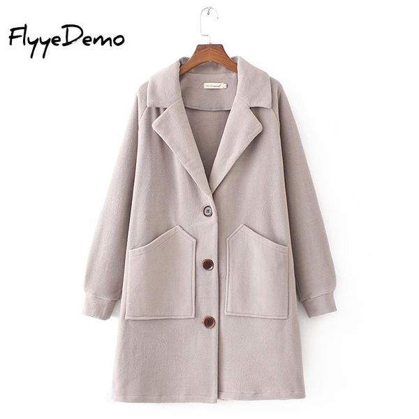 

women's wool & blends 2021 autumn winter fleece coats female long single breasted jacket outerwear warm thick fit jackets plus size, Black