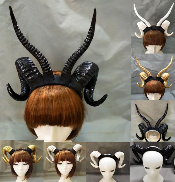 

party masks halloween ram devil horns headpiece sheep horn ear hair hoop headband manual aries exhibition cosplay po props accessory