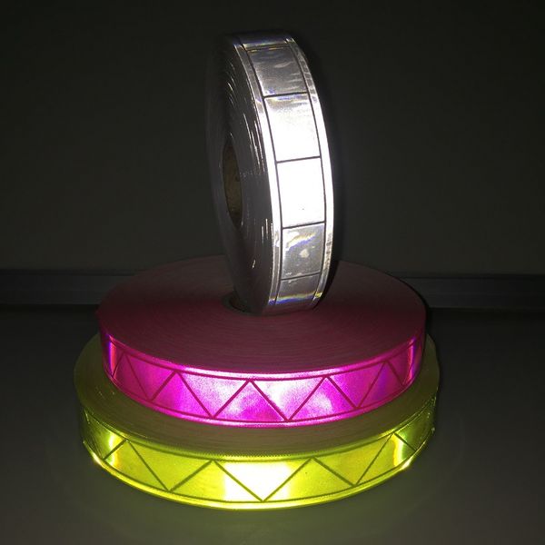

multiple colors pattern traffic signal warterproof safety clothing pvc reflective warning pink sewing machine tape