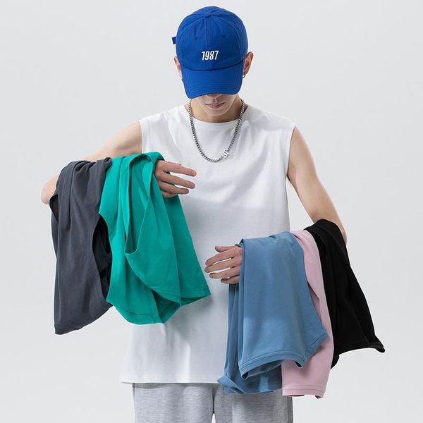 

men' tank 2021 summer cotton vest sleeveless shirt basketball sports workout bottoming, White;black