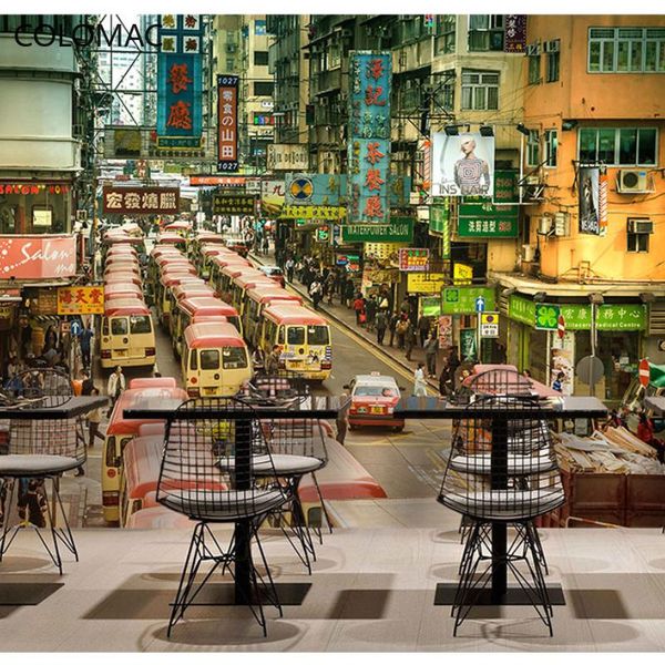 

wallpapers colomac custom 3d hong kong street wallpaper nostalgic tea restaurant mural wall stickers home decor drop shopping