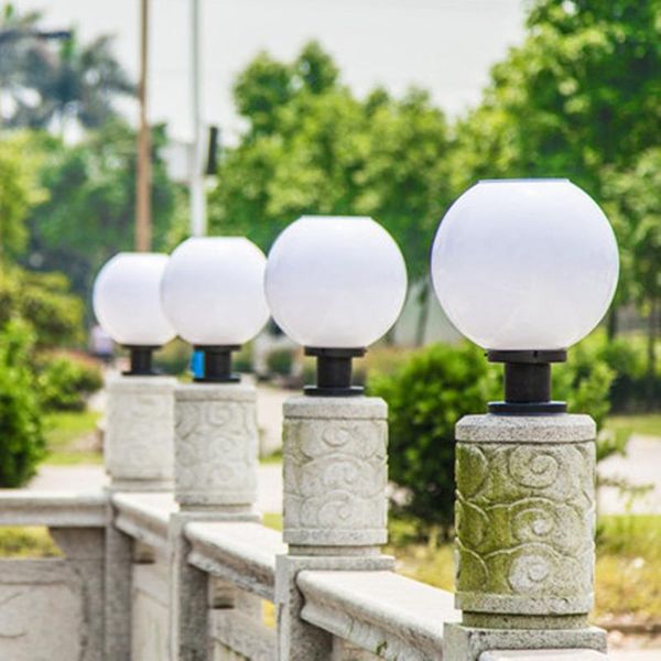 Lampade solari Colonne luminose Testa a colonna Controllo della luce Lampada da giardino a parete a LED impermeabile per esterni Lampada da giardino per villa rotonda da 30 cm