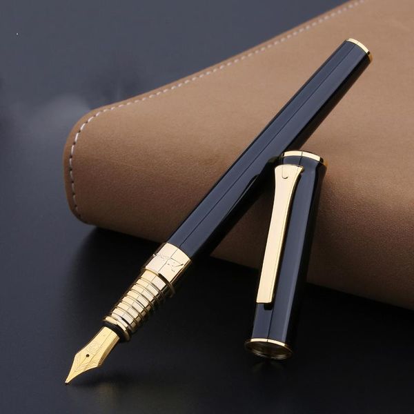 

fountain pens pimio pen with gift box 0.5mm f nib gold clip black white red for men women business office signature