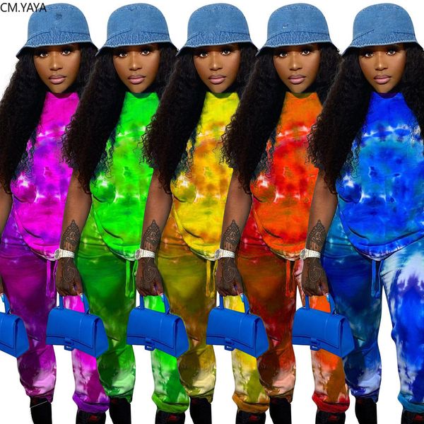 

women set two pieces sets summer trasuits tie-dye print short sleeve t-shirt+leggings pants suit sporty fitness outfits gl9192ing, White