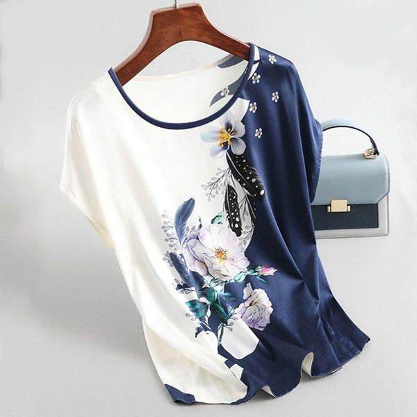

women's t-shirt 2021 women t shirt vintage print floral casual o neck summer ladies short sleeve, White