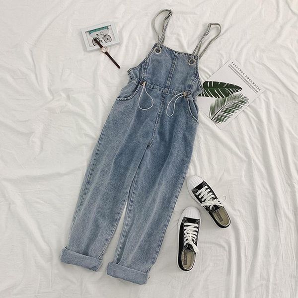 

jumpsuits women korean style chic ankle-length loose daily spring autumn new all-match trendy pockets solid simple womens kawaii, Black;white