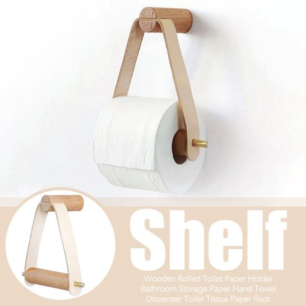 

hooks & rails wooden rolled toilet paper holder bathroom storage hand towel dispenser tissue rack
