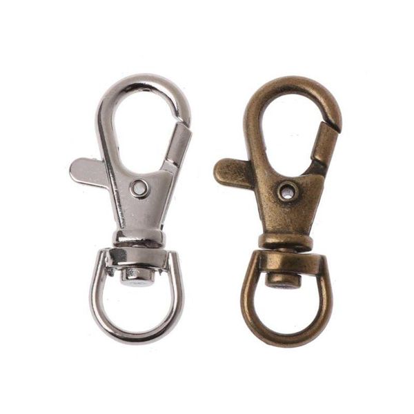 

keychains 40pcs antique brass clasp hook swivel eye key ring lobster clasps trigger clips snap keychain jewelry findings, Silver