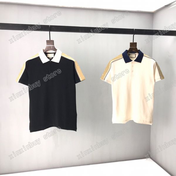 

21ss men printed t shirts polos designer reflective tape watercolor paris clothes mens shirt tag loose style black white 06, White;black
