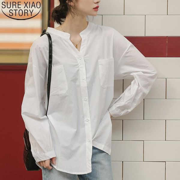 

women's blouses & shirts women blouse blusas casual plus size loose white long sleeve 2021 female office lady simple style clothes 100