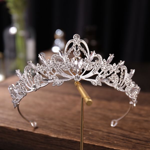 

silver color crystal tiaras and crowns wedding hair accessories bridal crown tiara diadem wedding headpiece women hair jewelrydio chan conta, White;golden