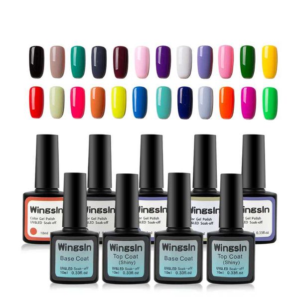 

nail art kits 10ml uv led gel polish set with base coat shiny and matte manicure varnish kit