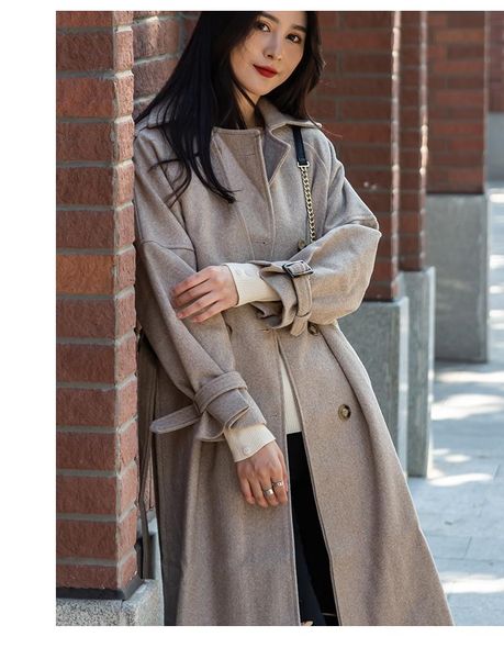 

women's wool & blends 2021 clothing fashion raincoat office lady elegant casaco feminino autumn style long coat, Black