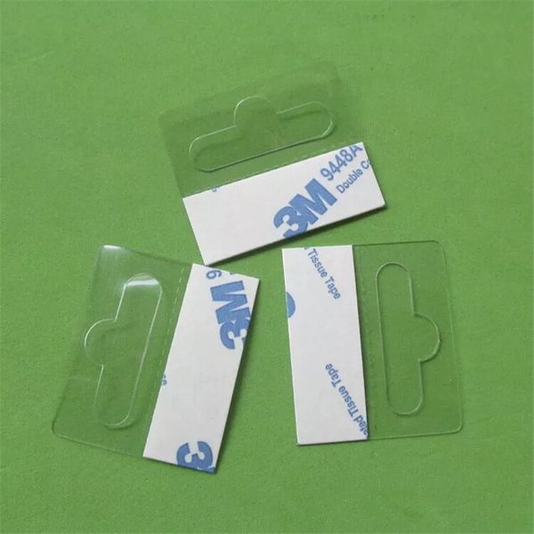 Auto-adesivo Merchandising Hang Tabs Buraco Bulk, Bolsa de Caixa Pacote de Pet PVC PEGHOQUE, Tag reforçada de exposição de plástico