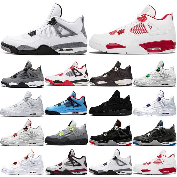 

new arrive men's 4s basketball shoes 4 mens neon black cat orange metallic oreo court purple pine green university red white cement pur