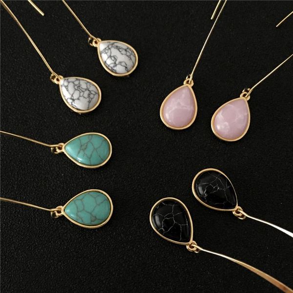 

dangle & chandelier boho natural drop earrings stone vintage hanging for women elegant geometric brincos bijoux, Silver
