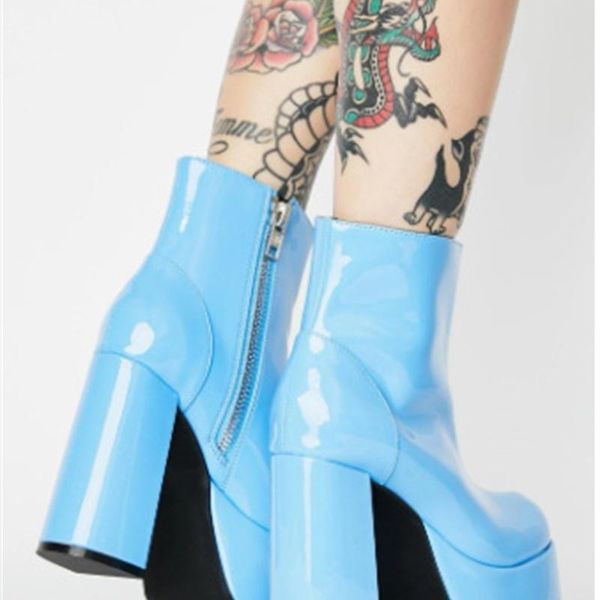 

boots 2021 thick heeled platform high women's large 40-43, Black